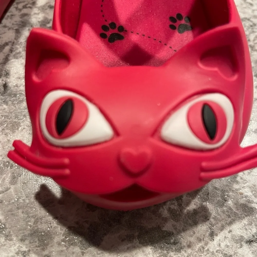 Mini Melissa Kids Moccasins - Pink Cat Design size 6